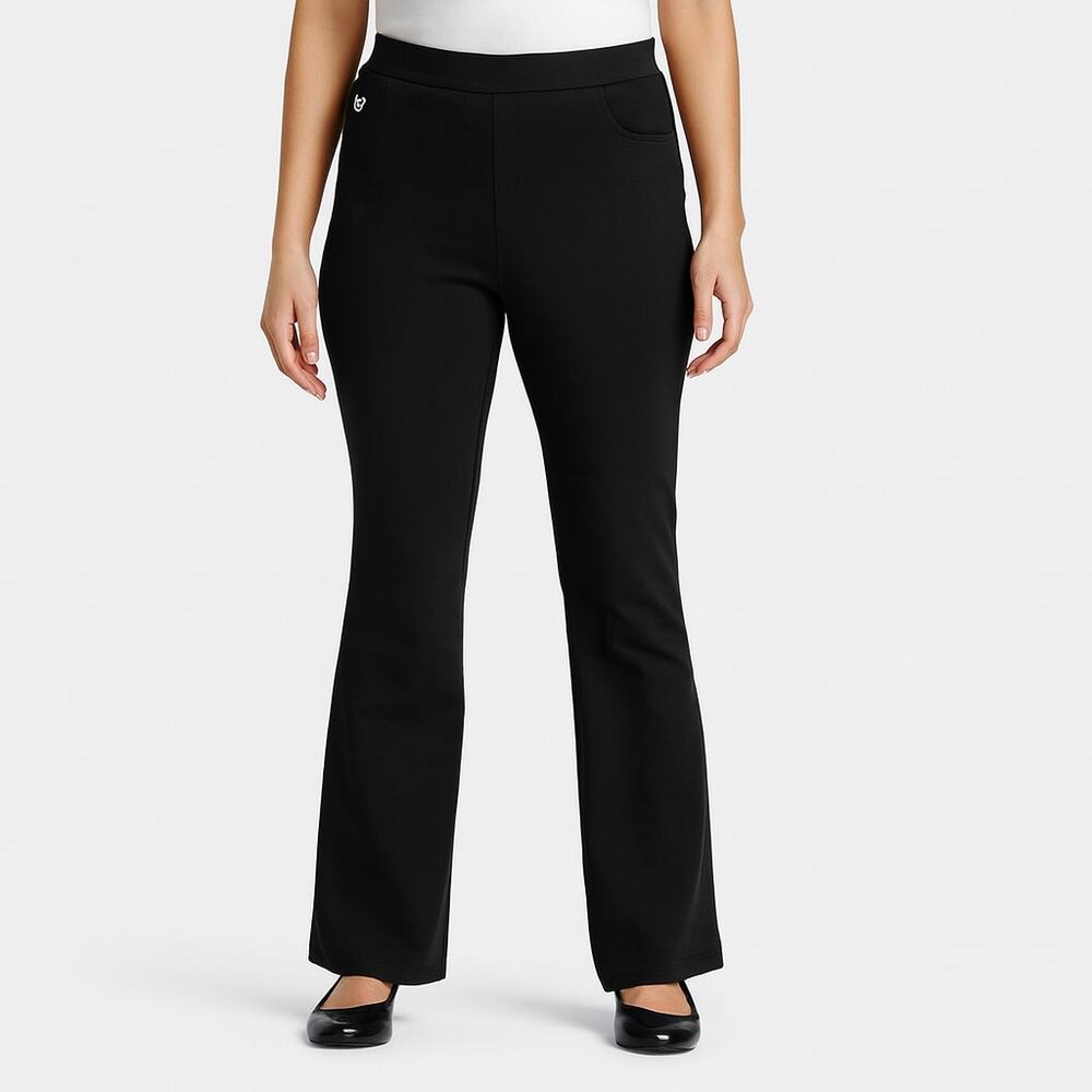 NWT Quacker Factory DreamJeannes Black Flat Waistband Bootcut Jeans Short Size 6